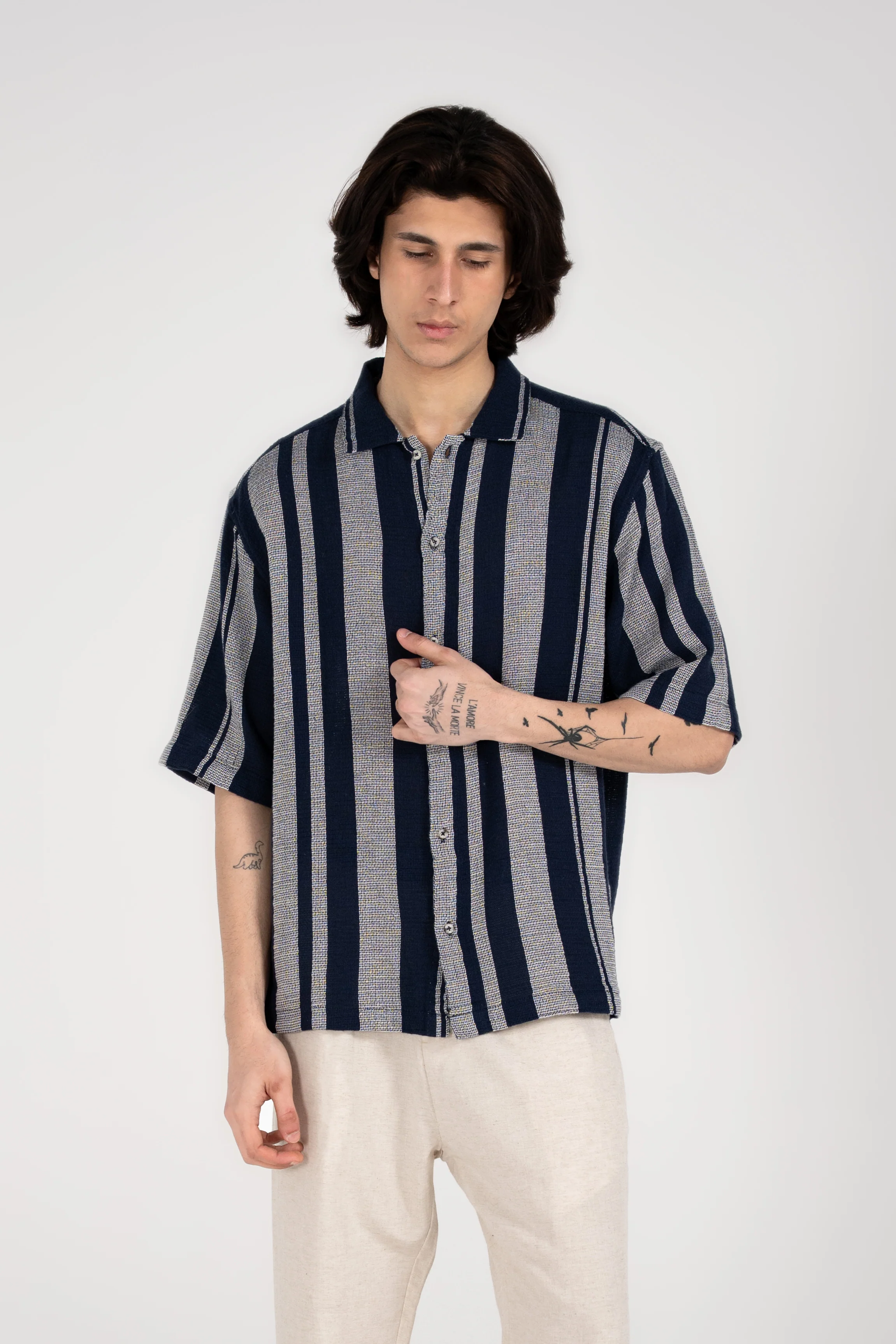 BAGGY FIT TEXTURED STRIPED SHIRT - Image 4