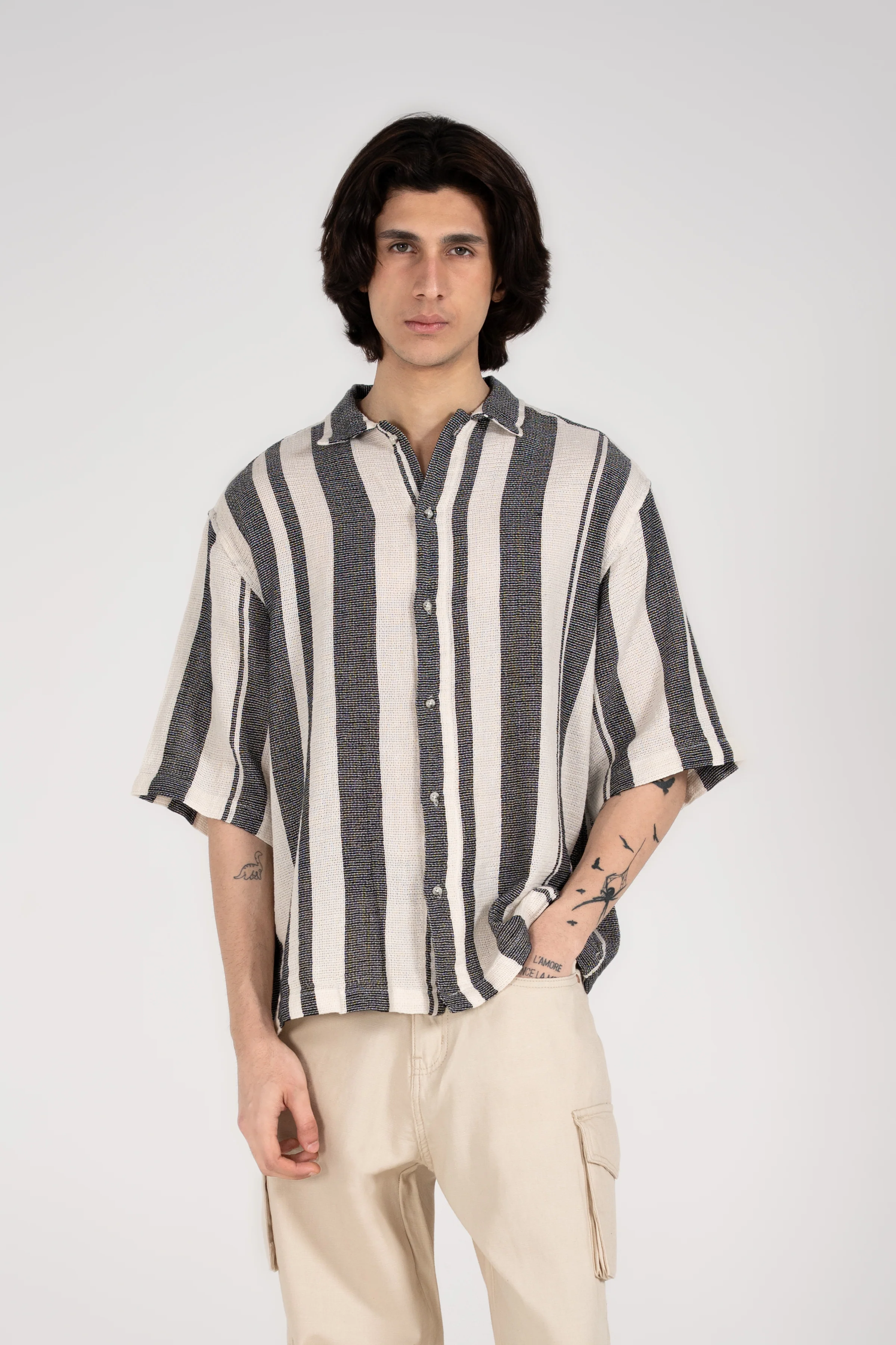 BAGGY FIT TEXTURED STRIPED SHIRT - Image 3
