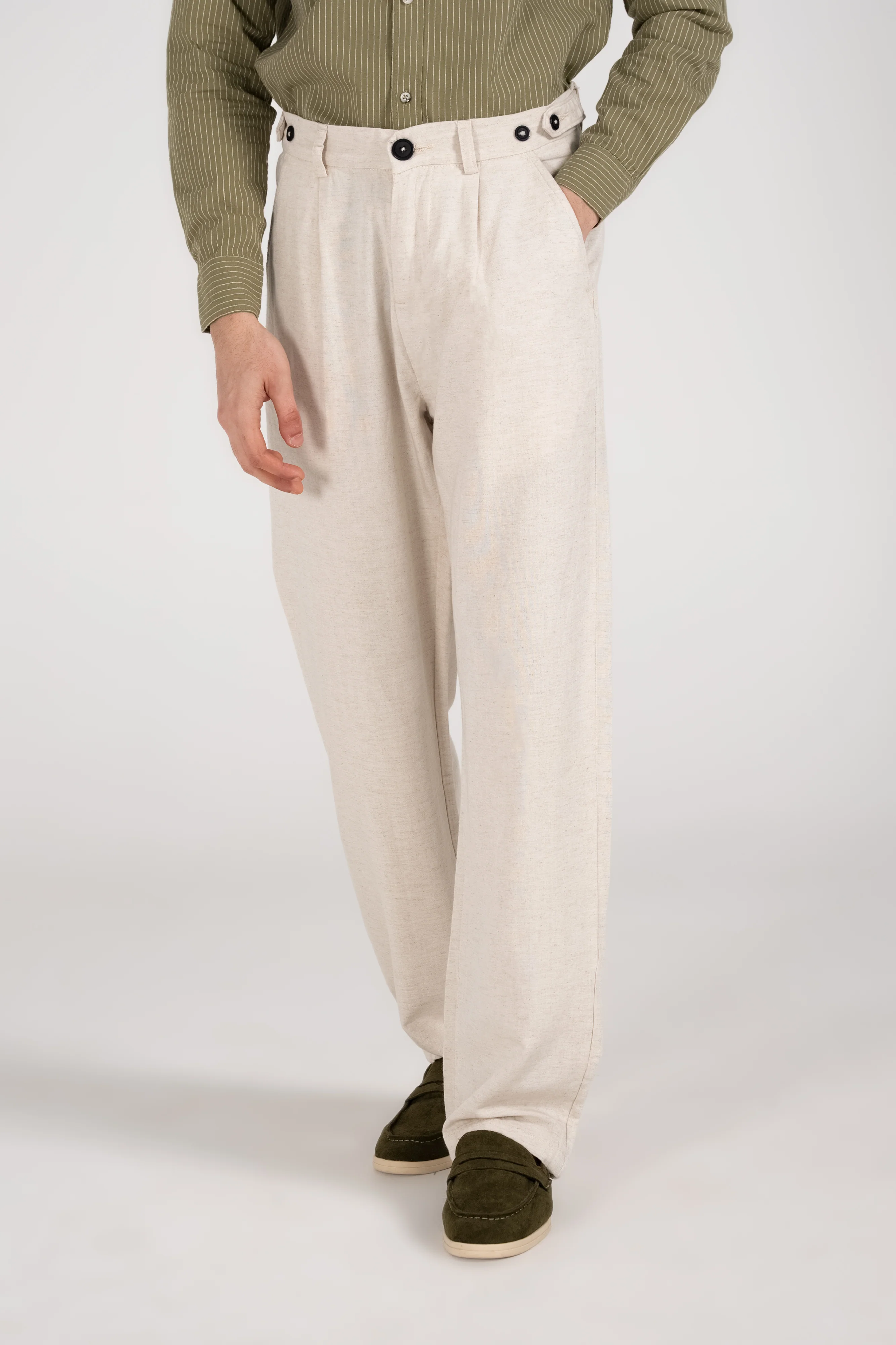 LINEN TROUSER WITH ADJUSTABLE WAIST