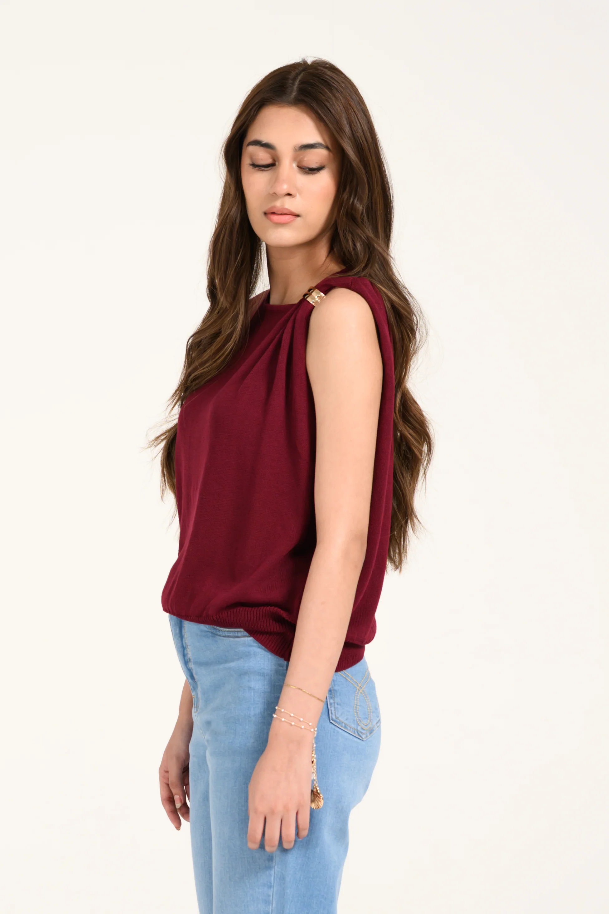 KNITTED TOP WITH ELASTICATED HEM - Image 4