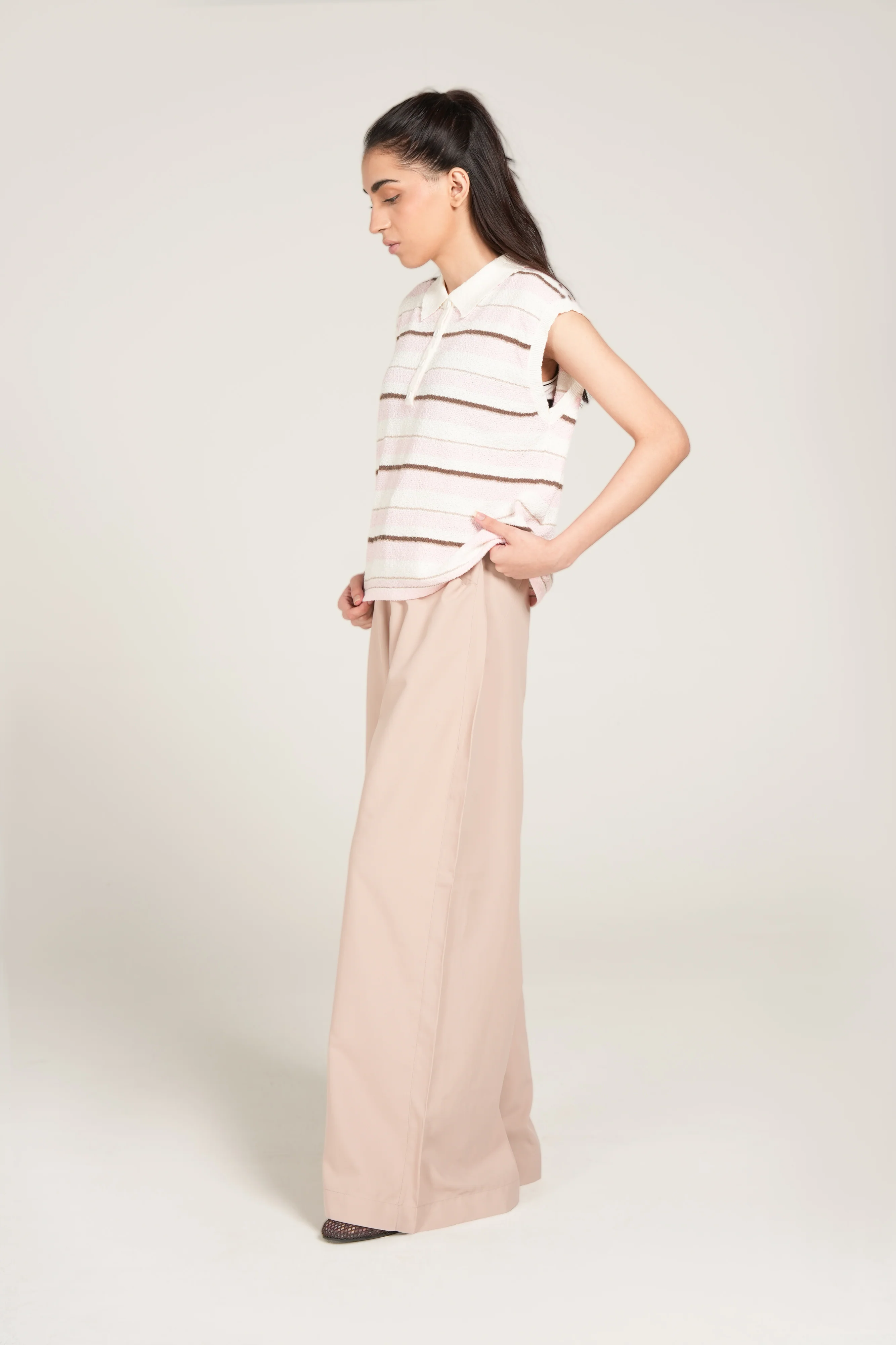 STRIPED POLO KNIT TOP - Image 2