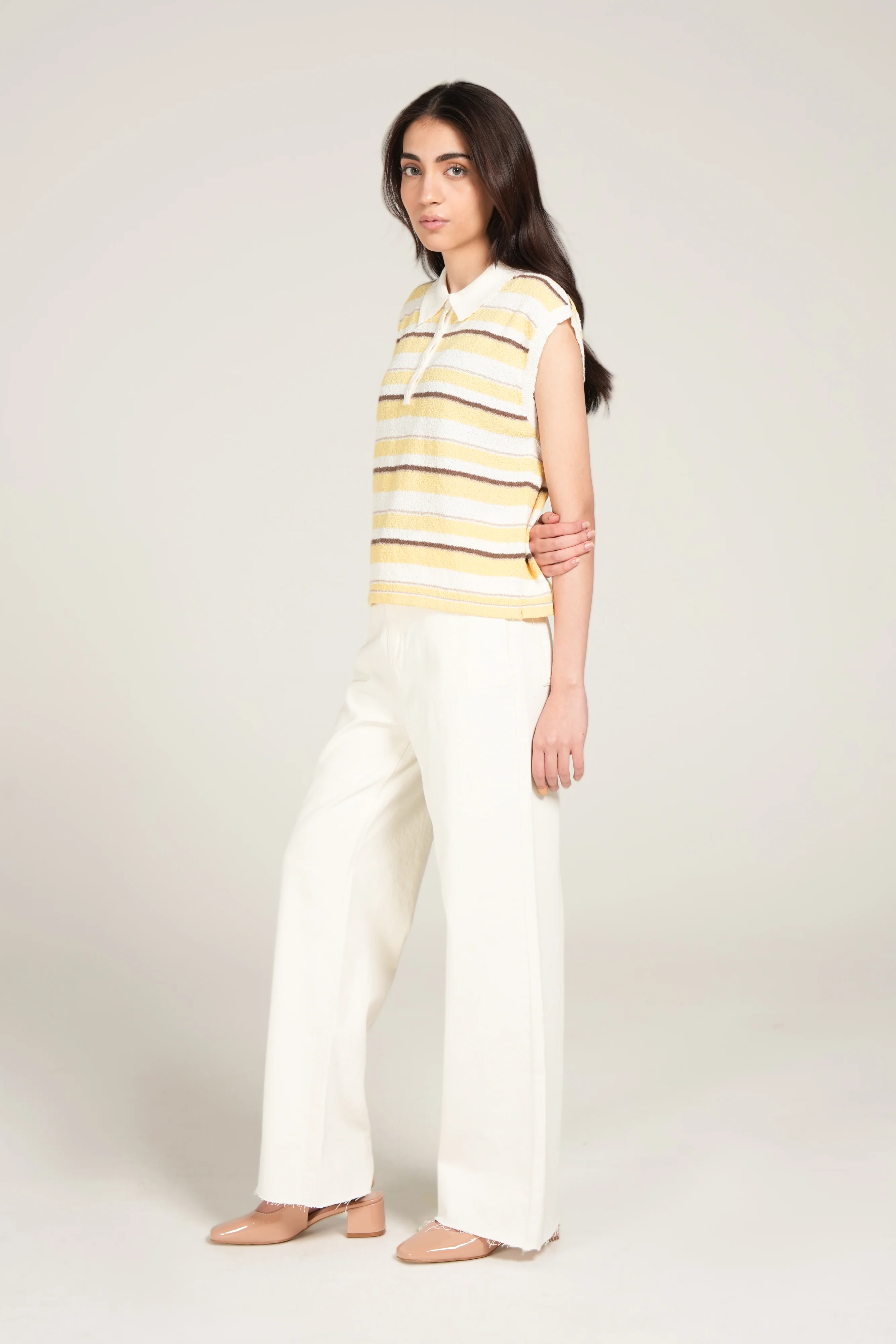STRIPED POLO KNIT TOP - Image 2