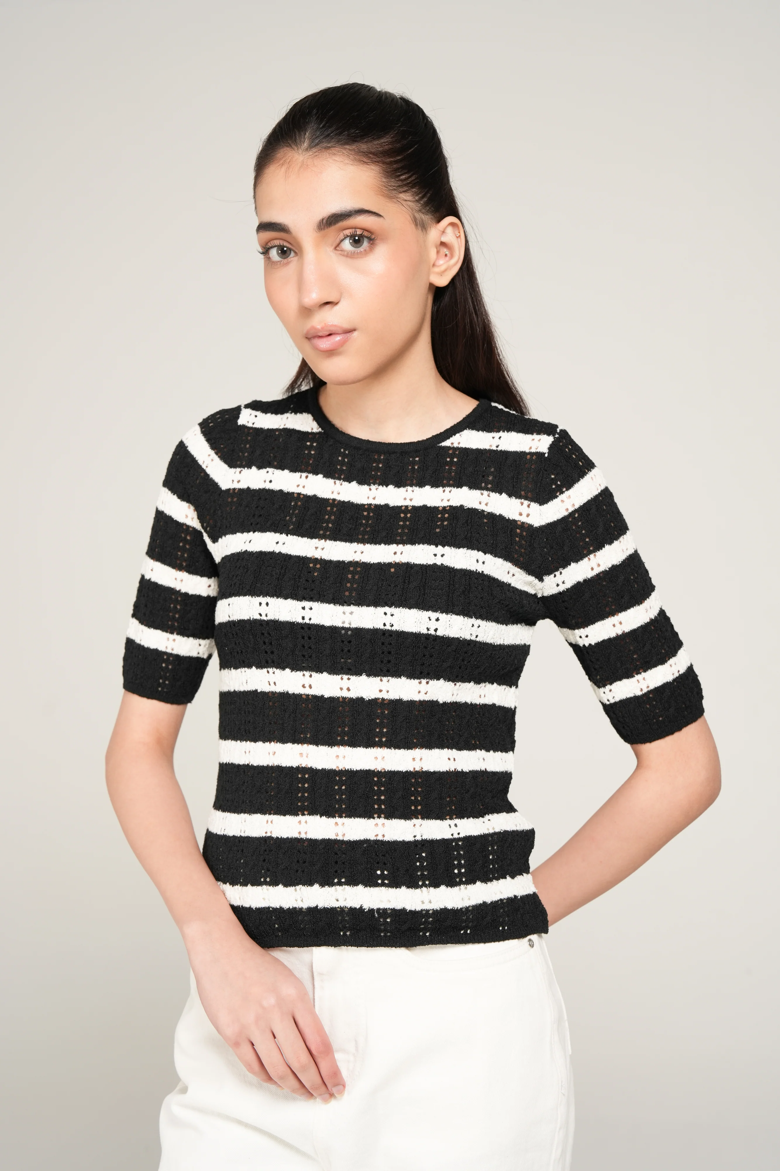 STRIPED KNIT TOP - Image 4