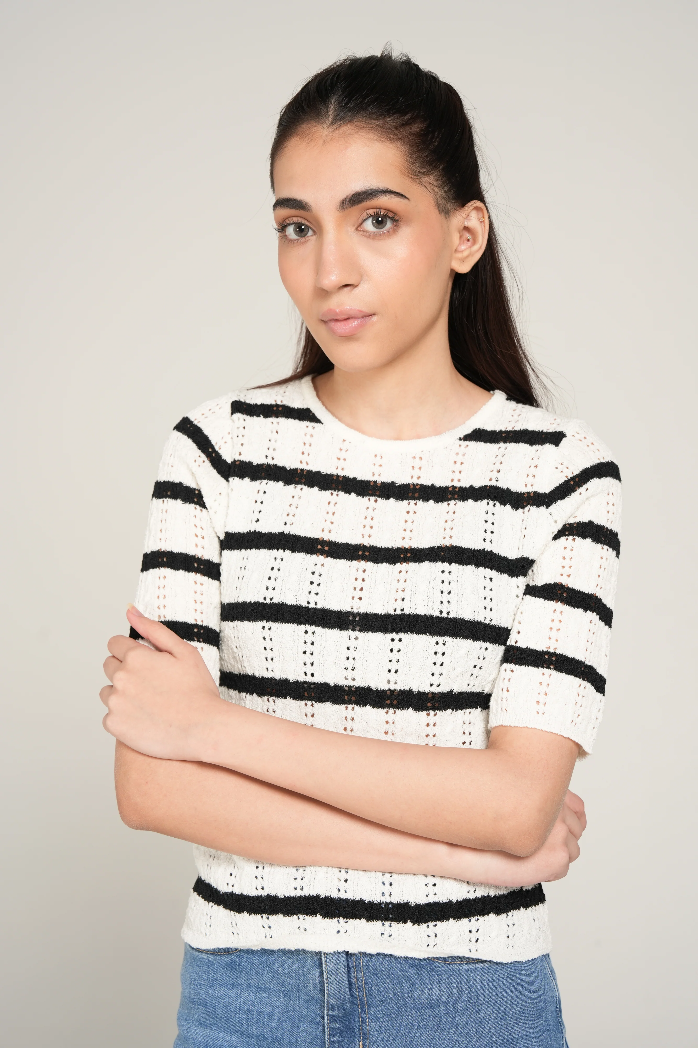 STRIPED KNIT TOP - Image 4