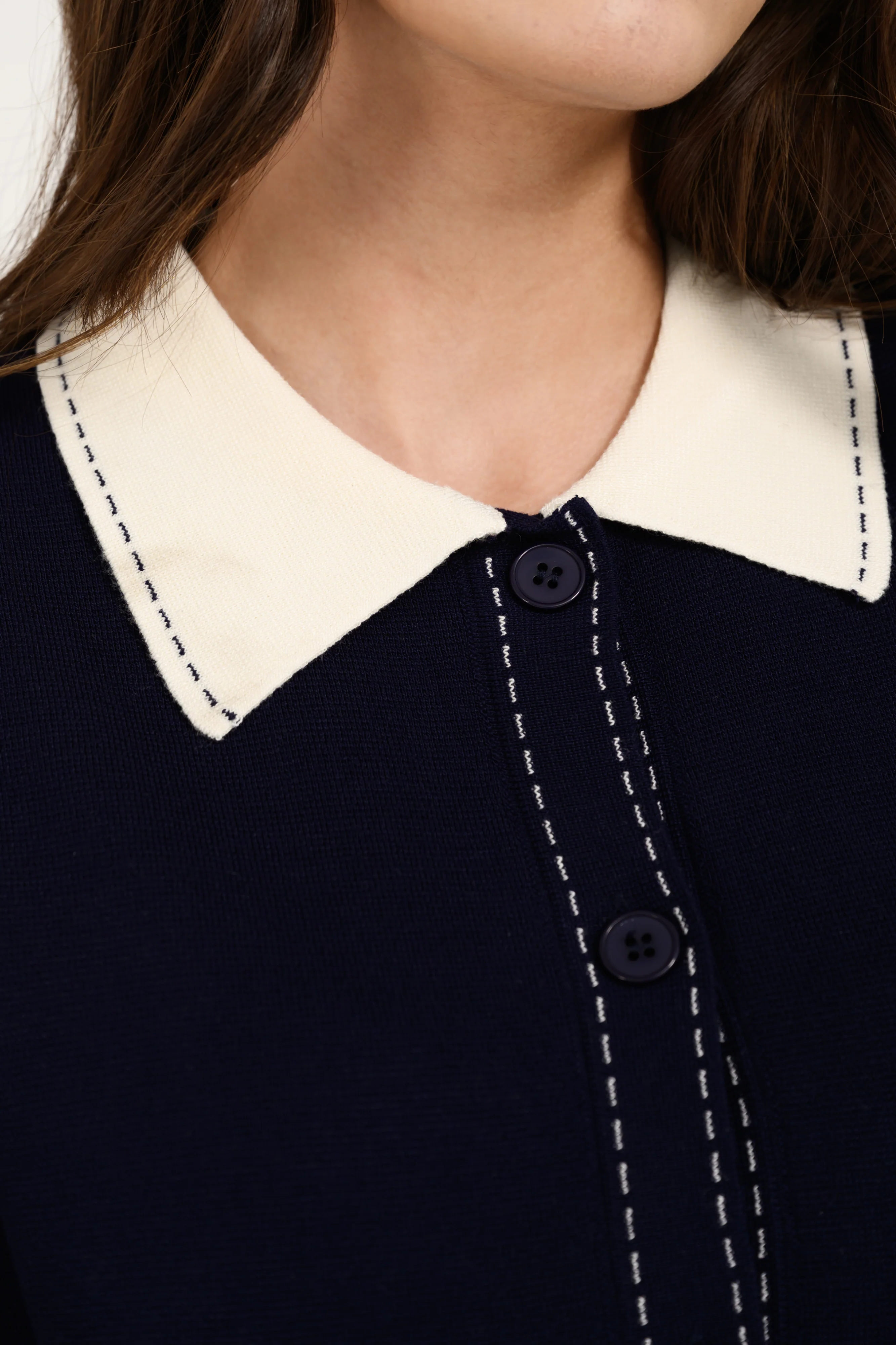 CONTRAST KNIT BUTTON DOWN TOP - Image 5