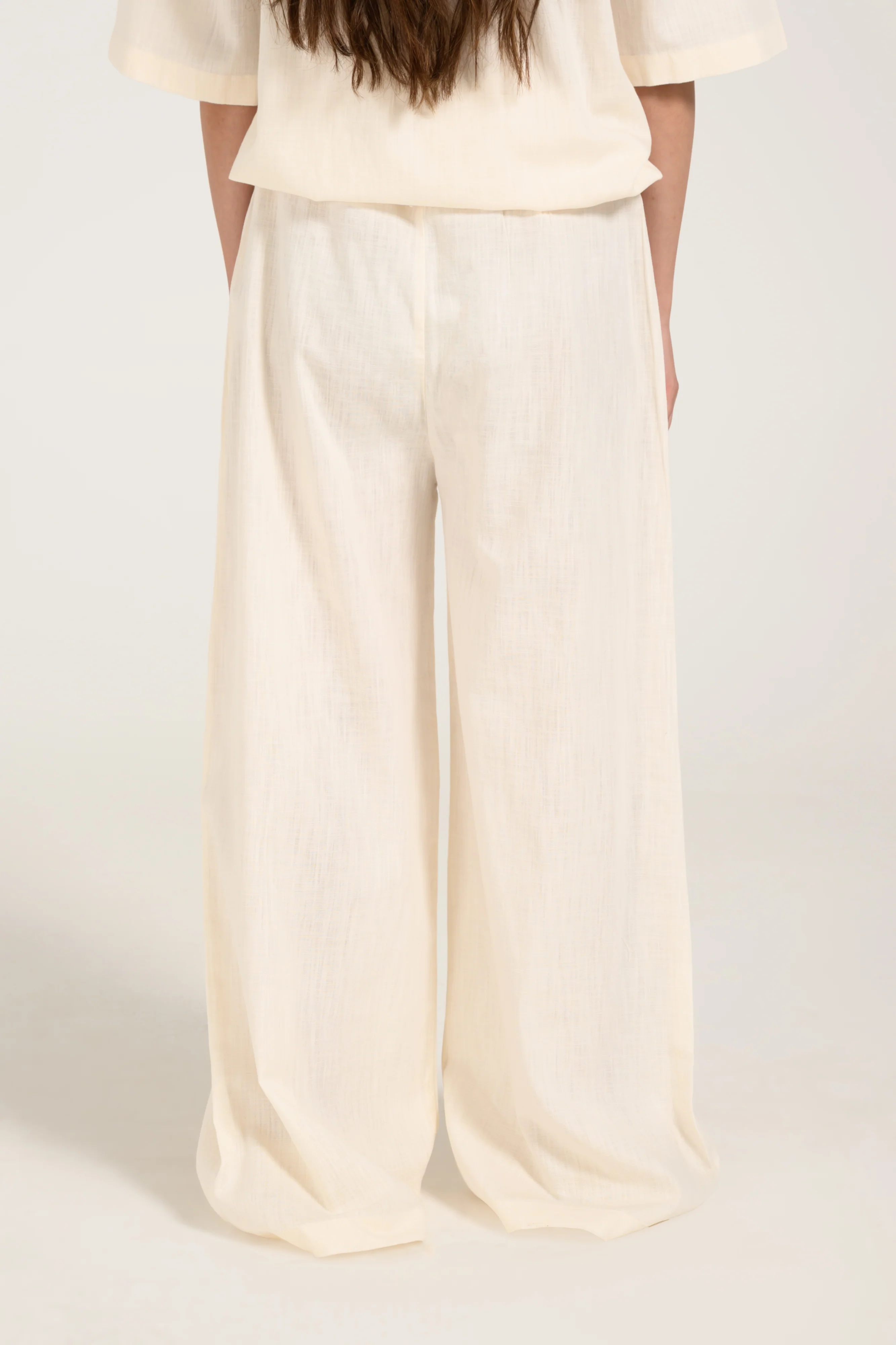 LINEN BLEND WIDE LEG TROUSERS - Image 3