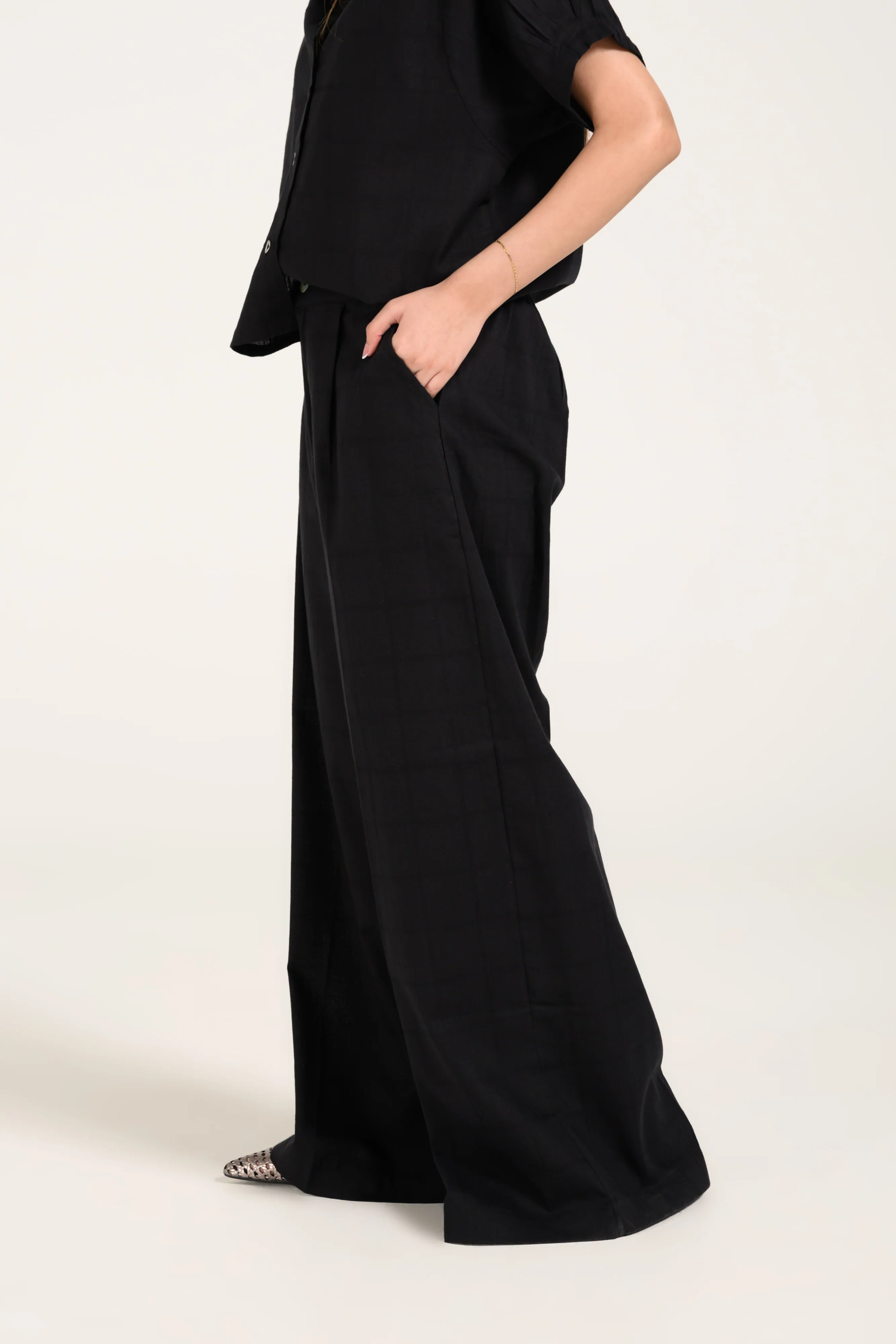 TEXTURED WIDE LEG TROUSERS - Image 2