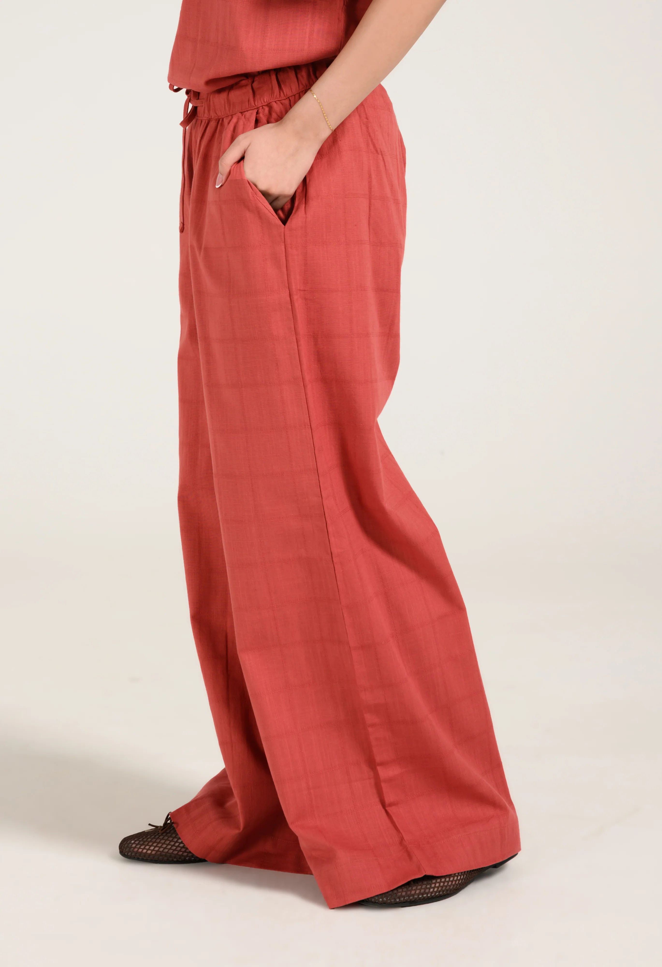 TEXTURED WIDE LEG TROUSERS - Image 2