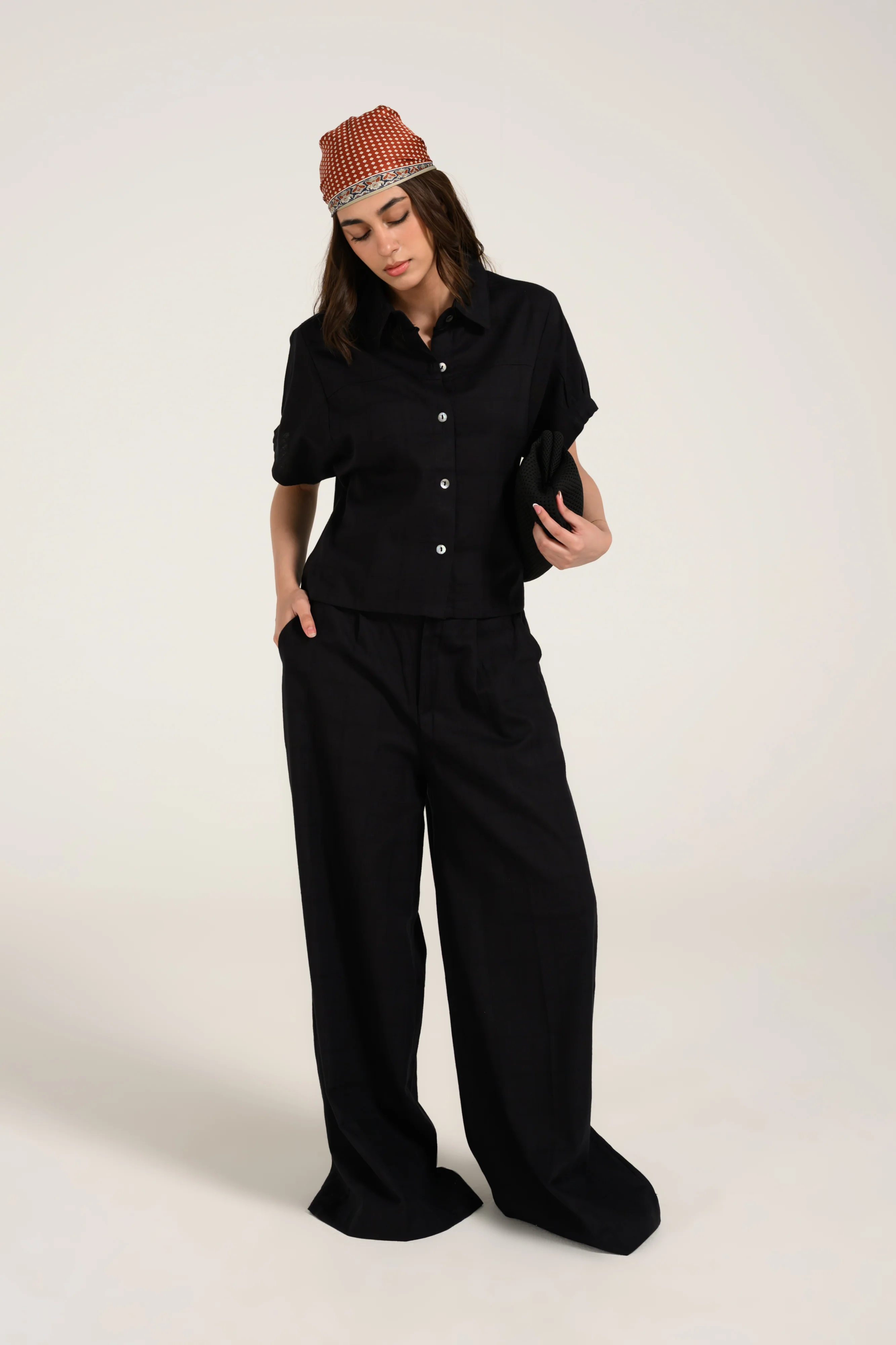 TEXTURED CROPPED BUTTON DOWN TOP - Image 5