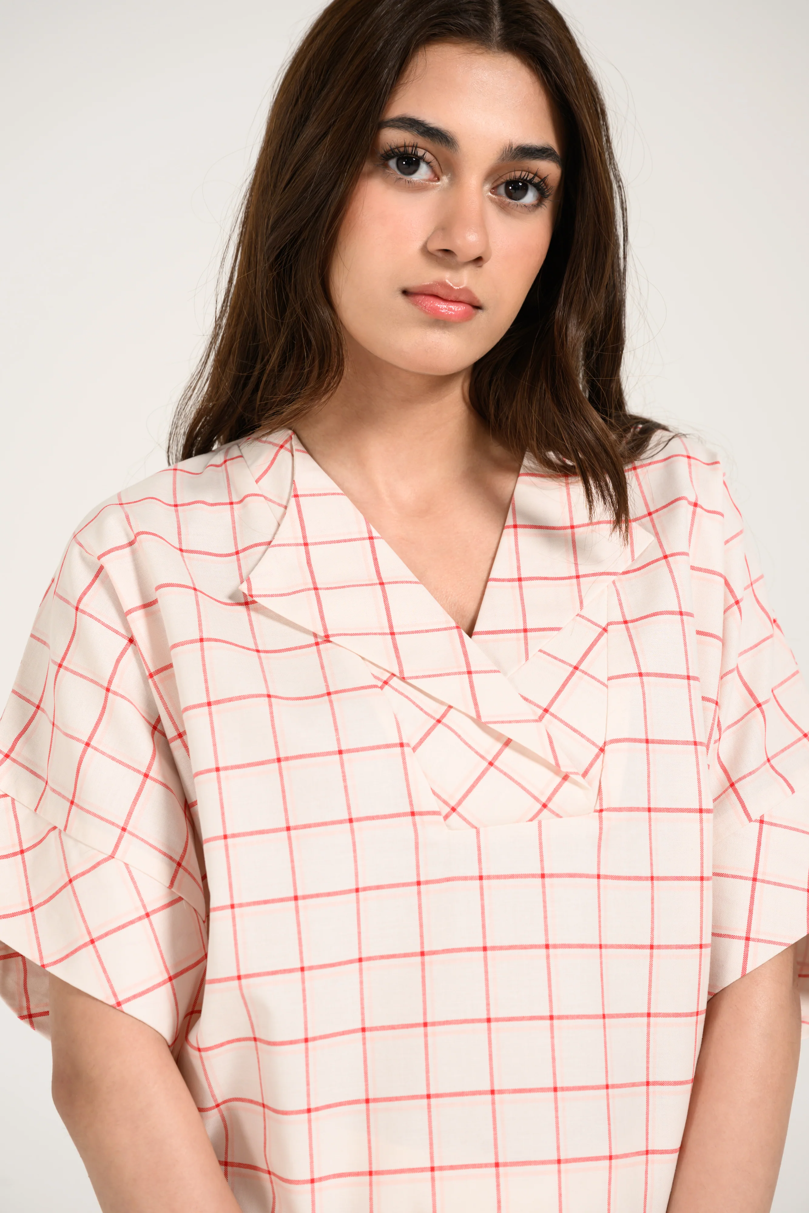OVERSIZED CHECKERED KIMONO TOP - Image 2