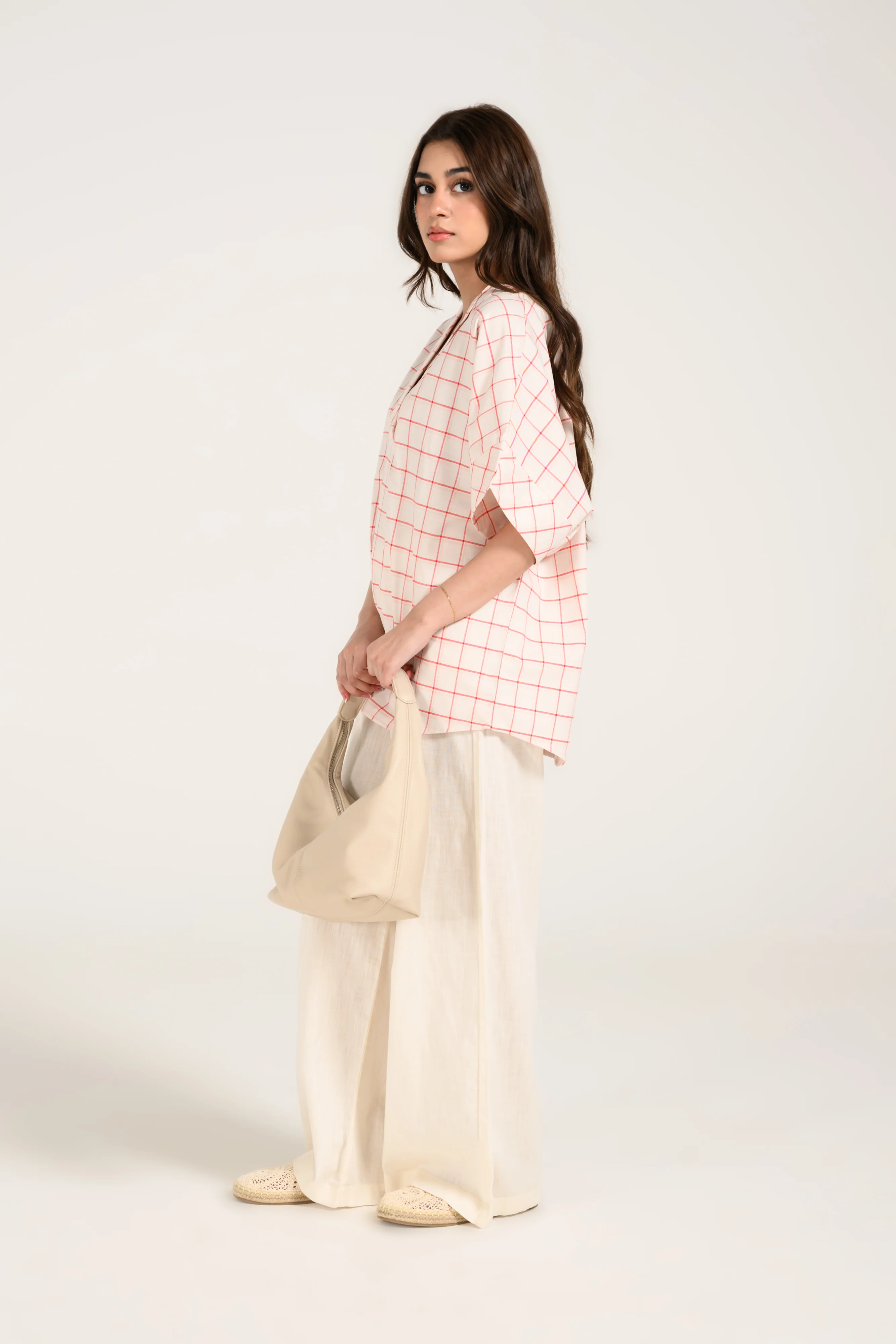 OVERSIZED CHECKERED KIMONO TOP - Image 3