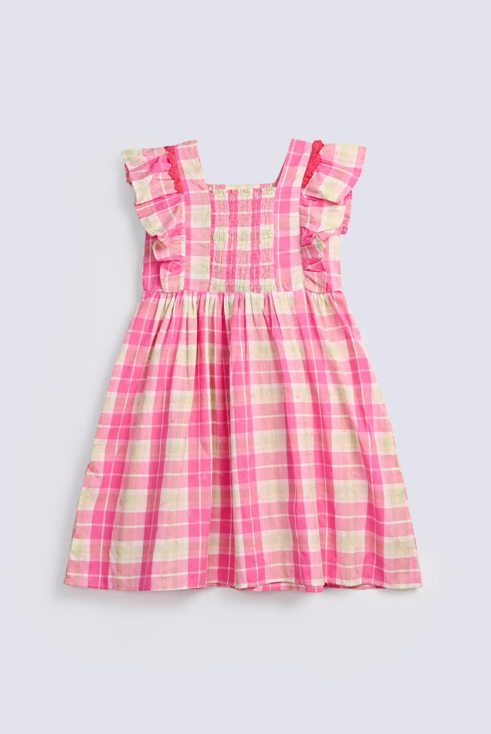 GIRLS CHECKERED DRESS WITH FRILL - Image 2