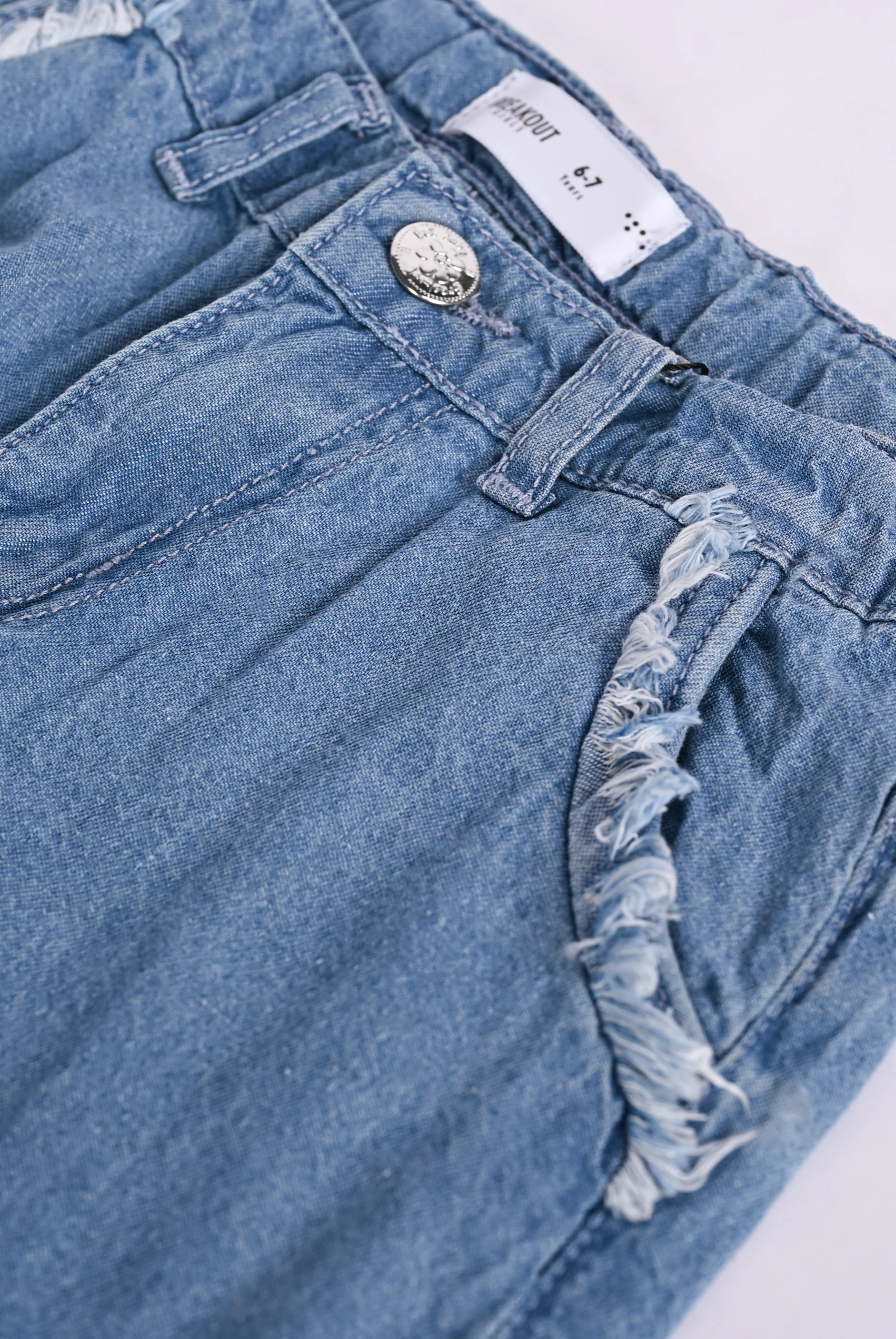 GIRLS LOOSE FRAYED HEM DENIM CAPRI - Image 3