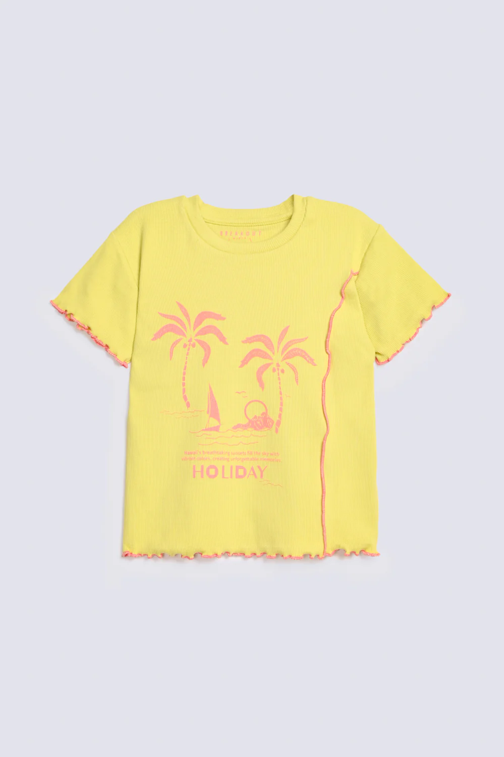 GIRLS RIBBED PRINTED T-SHIRT