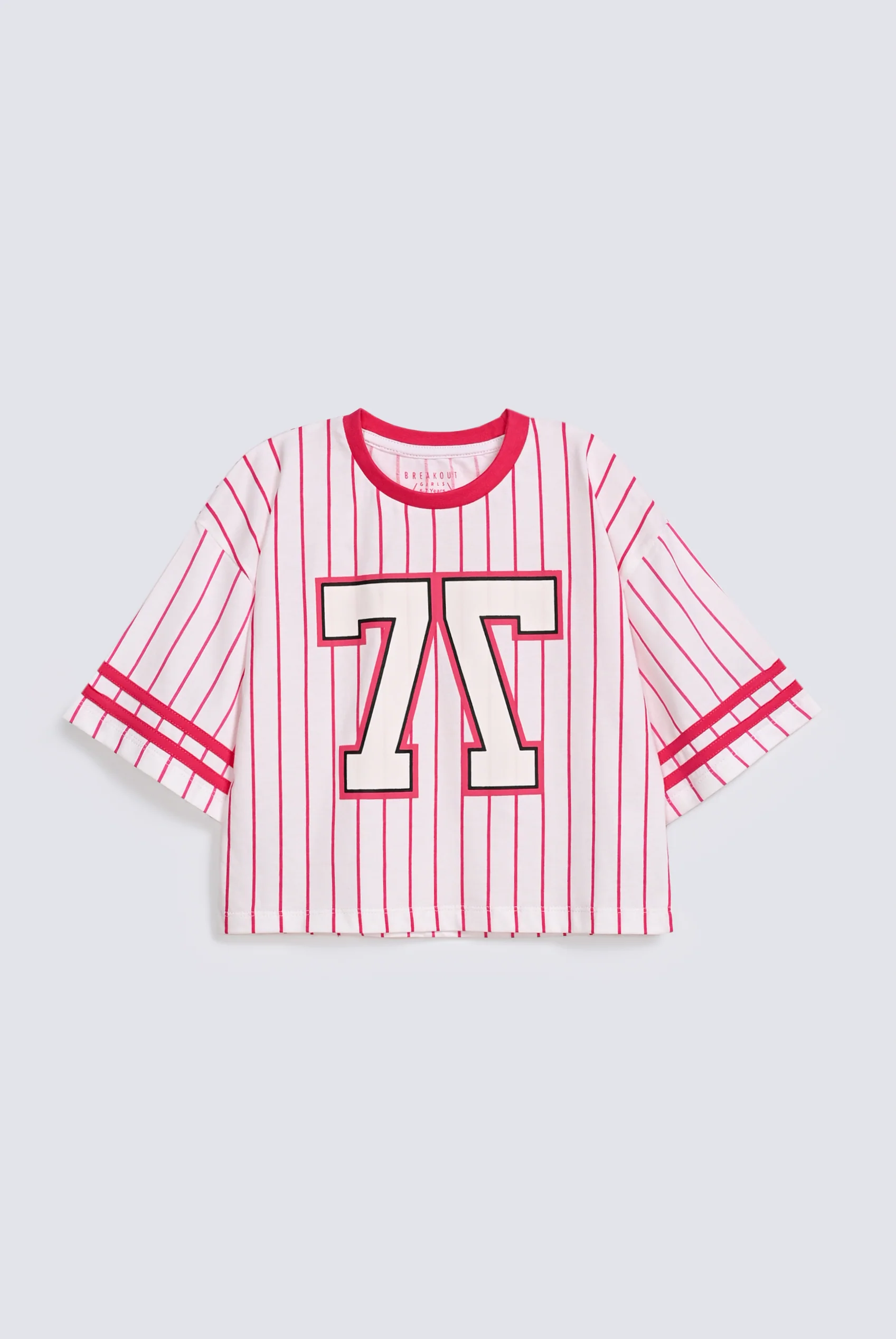 GIRLS BOXY STRIPED SPORTY T-SHIRT